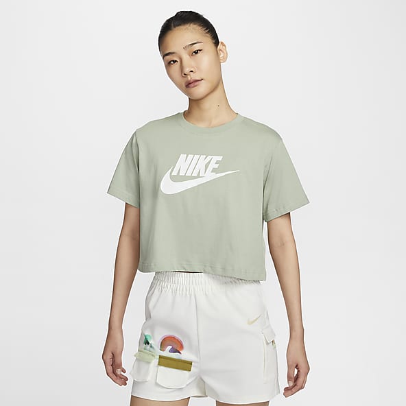 Olive green nike crop top on sale